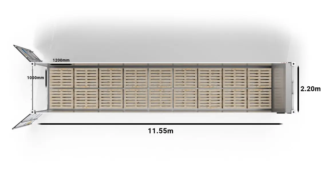 18 NZ-pallets in a 40ft UltraFreezer